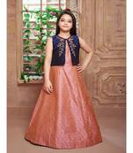 silk_blend blue embroidered   Gown and   Jacket