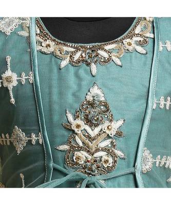 silk_blend green embroidered   Gown and   Jacket 3