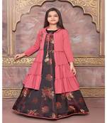 silk_blend pink embroidered   Gown and   Jacket