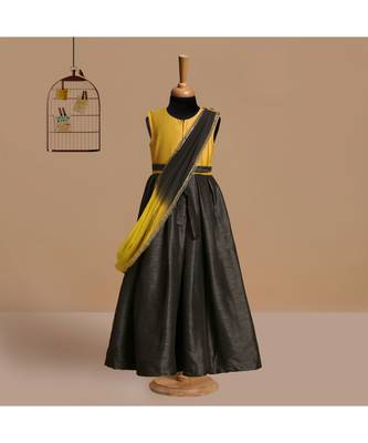 silk_blend gold embroidered   Gown and   Dupatta 3