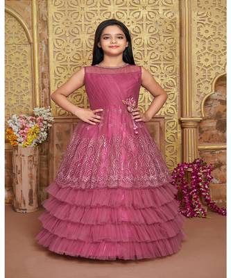 satin purple embroidered   Gown 1