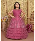 satin purple embroidered   Gown