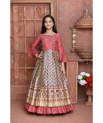 silk_blend brown embroidered   Gown 1