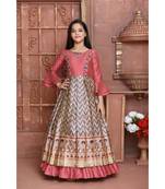 silk_blend brown embroidered   Gown