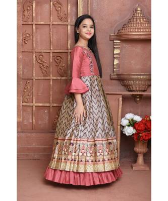silk_blend brown embroidered   Gown 2