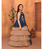 silk_blend blue embroidered   Gown