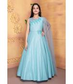 satin turquoise embroidered   Gown