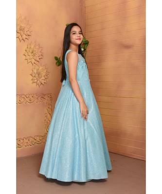 satin turquoise embroidered   Gown 2