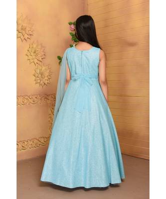 satin turquoise embroidered   Gown 3