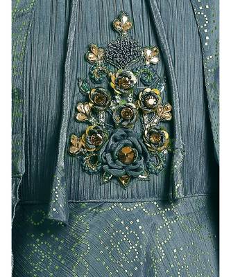 satin blue embroidered   Gown and   Jacket 3