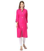 Purple plain rayon long-kurtis