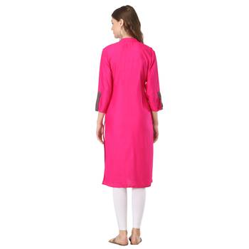 Purple plain rayon long-kurtis 2