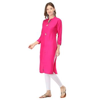 Purple plain rayon long-kurtis 3