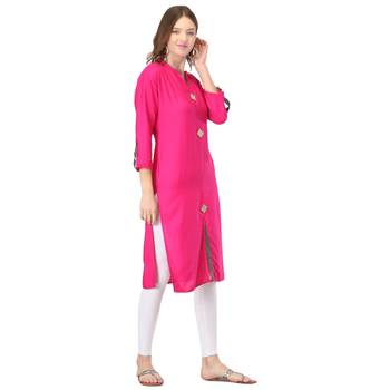 Purple plain rayon long-kurtis 4