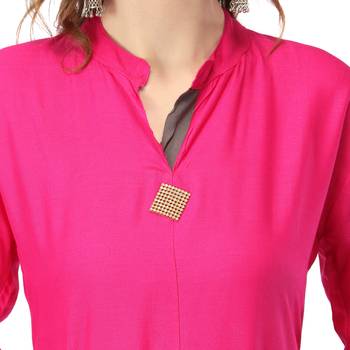Purple plain rayon long-kurtis 5