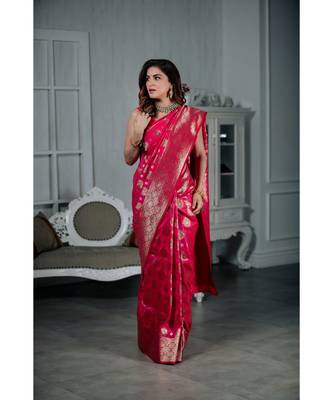 Shraddha Arya Designer Rani Pink Party Wear Silk Saree 4