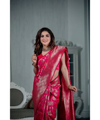 Shraddha Arya Designer Rani Pink Party Wear Silk Saree 6