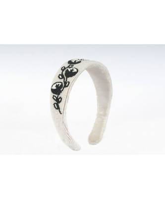 Monochrome Flower Beaded Headband 1