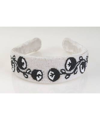 Monochrome Flower Beaded Headband 2