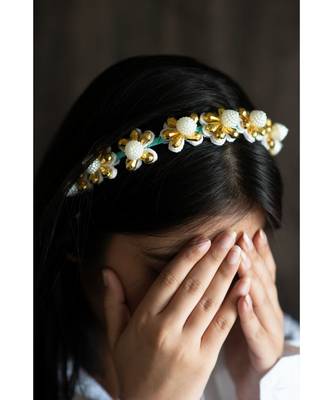 Floral Pearl And Sequin Embroidered Hair Band 1