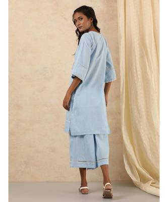 blue plain cotton kurtis 4