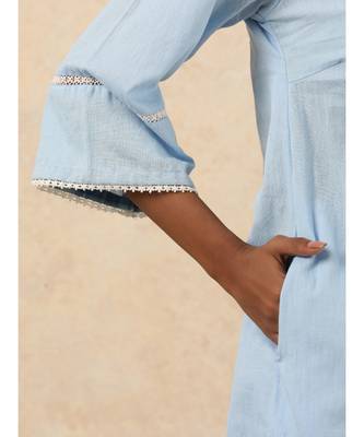 blue plain cotton kurtis 5