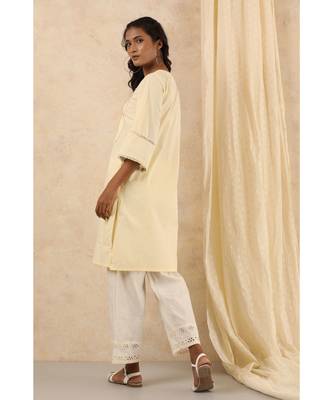 beige plain cotton kurtis 3