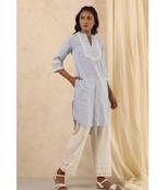 blue plain cotton kurtis