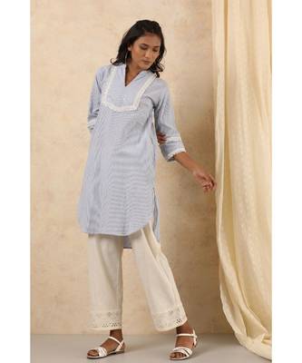 blue plain cotton kurtis 2