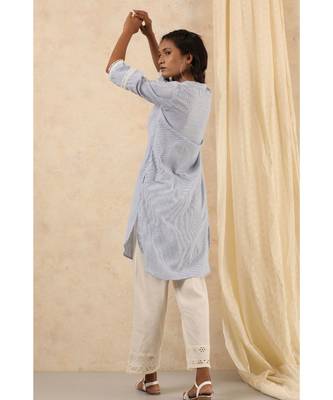 blue plain cotton kurtis 3