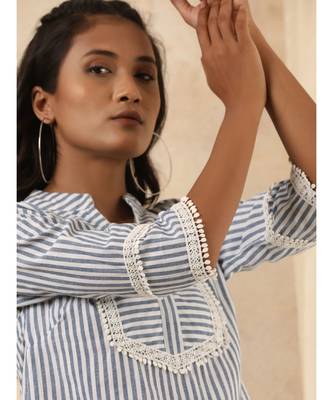 blue plain cotton kurtis 5
