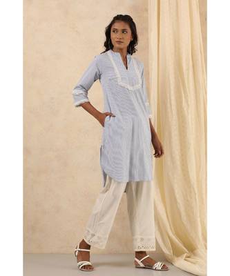 blue plain cotton kurtis 1