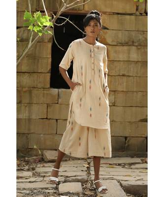 beige plain cotton kurtis 1