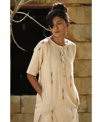 beige plain cotton kurtis 2