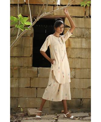 beige plain cotton kurtis 3
