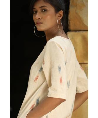 beige plain cotton kurtis 5
