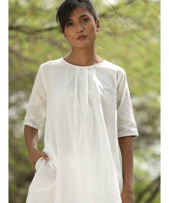 white plain linen kurtis 2