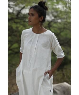 white plain linen kurtis 5