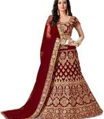 Maroon  Designer Partywear Embroidered Work Satin  Material Lehenga Choli