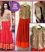 Deepika Bollywood Replica Embroidered Orange Georgette Desginer Anarkali Suit