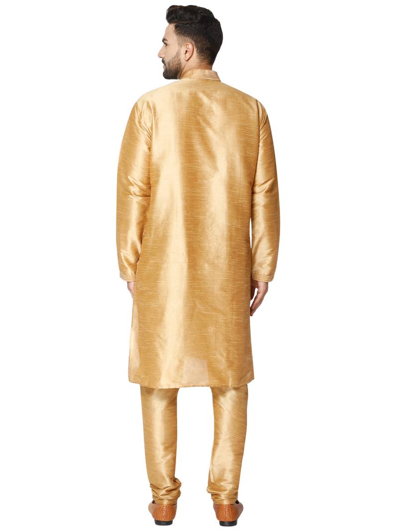 Brown embroidered art silk kurta-pajama