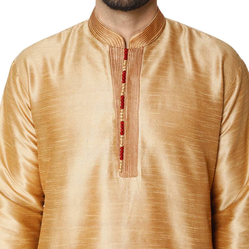 Brown embroidered art silk kurta-pajama