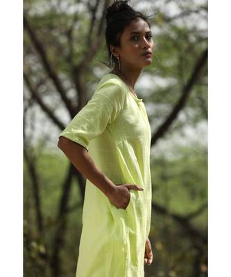 yellow plain cotton kurtis 4