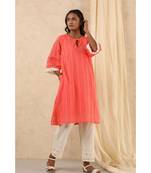 peach plain cotton kurtis