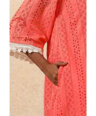 peach plain cotton kurtis 5