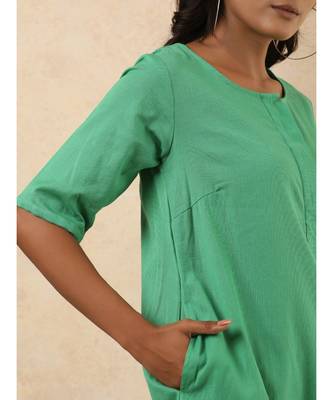 green plain linen kurtis 4