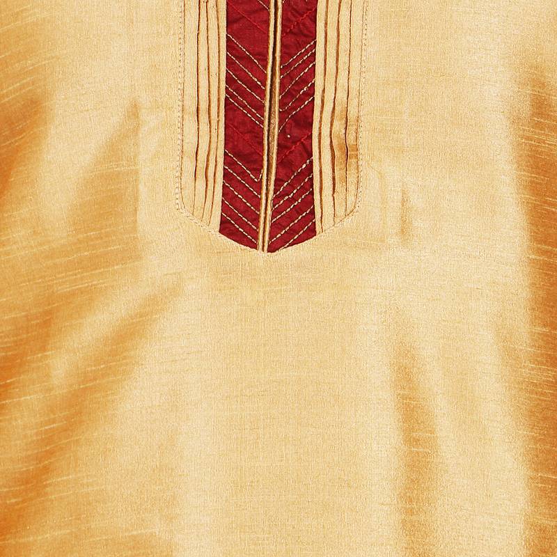Gold embroidered art silk kurta-pajama