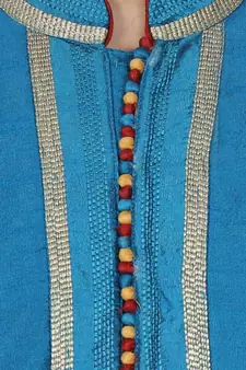Turquoise embroidered art silk kurta-pajama