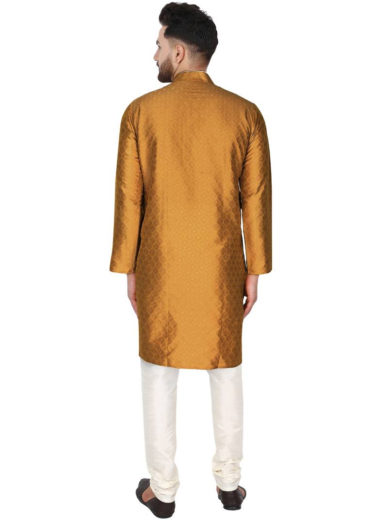 Brown embroidered art silk kurta-pajama
