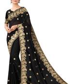 Black Georgette Embriodered Saree With Blouse Piece.